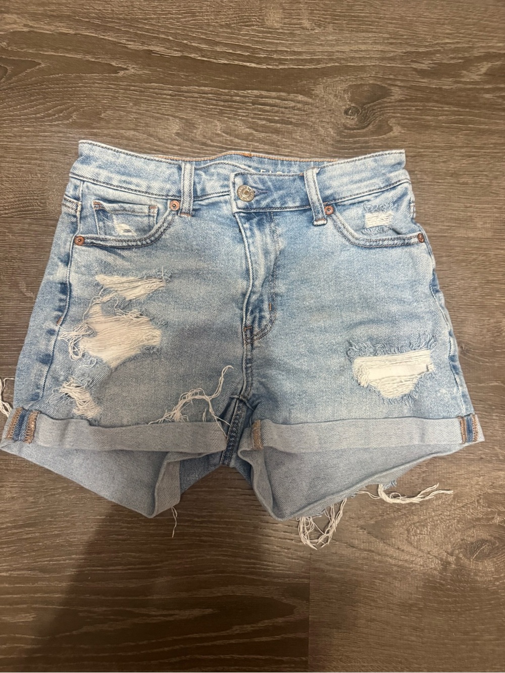American Eagle Outfitters Light Wash Distressed Denim Shorts
